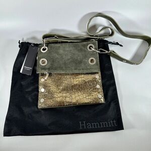 Hammitt Olive and Metallic Gold Crossbody
